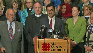 Press Conference at All Saints Episcopal Church (credit: KTLA TV)